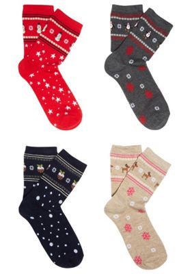 Buy F&F 4 Pair Pack of Christmas Socks from our Gifts For Her range - Tesco