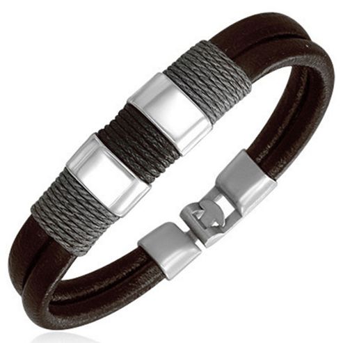 Buy Urban Male 'Detroit' Dark Brown Leather Surf Bracelet for Men from ...