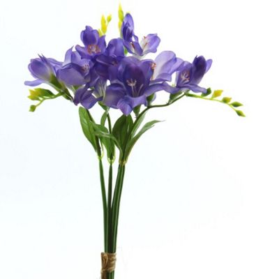 Buy Freesia Artificial Flower Bundle - 5 Stems - Purple From Our 