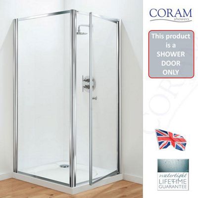 Buy Coram Optima Pivot Shower Door, 900mm Wide, Chrome Frame, 6mm Plain ...