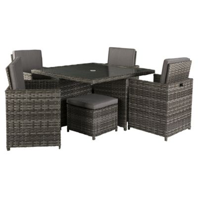 Buy Lola Rattan Effect 9-piece Cube Garden Furniture Set, Grey from our