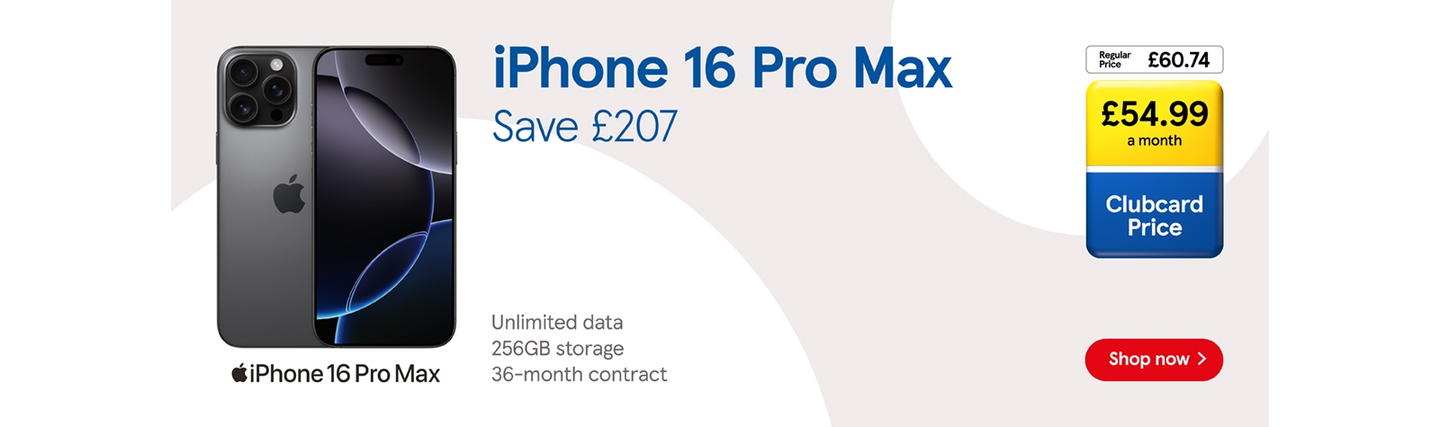 Save £207 on the iPhone 16 Pro Max with Clubcard prices