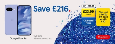 Save £216 on the Google Pixel 9a with Clubcard prices