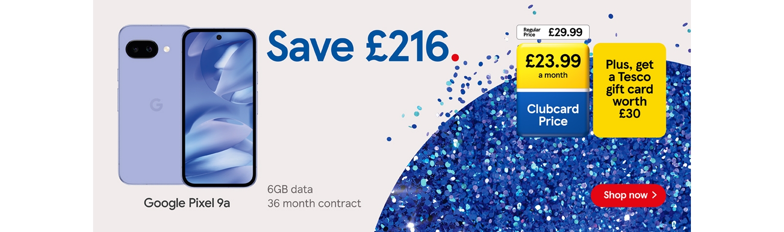 Save £216 on the Google Pixel 9a with Clubcard prices