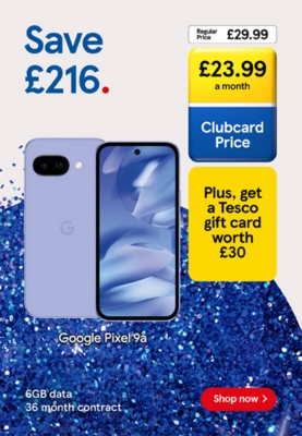 Save £216 on the Google Pixel 9a with Clubcard prices