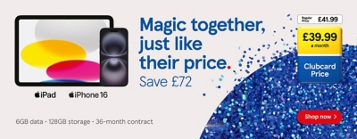 Save on our iPhone 16 and iPad A16 Bundle with Clubcard Prices