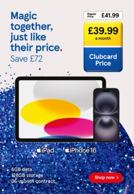 Save £72 on iPhone 16 with iPad with Clubcard Prices