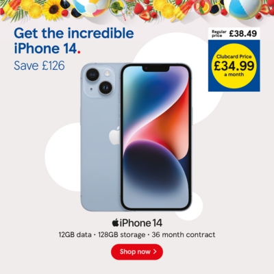 Save £126 on iPhone 14 with clubcard prices 
