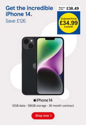 Save £126 on the incredible iPhone 14 with Clubcard Prices