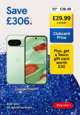 Save £306 on the Google Pixel 9 with Clubcard Prices.
