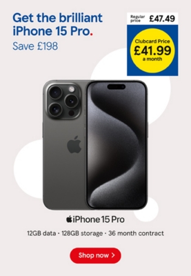 Save £198 on the iPhone 15 Pro with Clubcard Prices