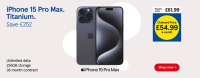 Save £252 on the iPhone 15 Pro Max with Clubcard Prices