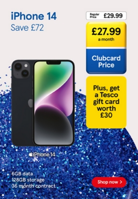 Save £72 on iPhone 14 with Clubcard Prices