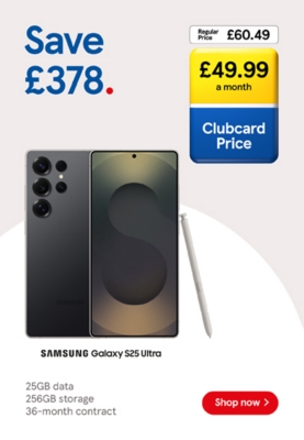 Save £378 on Samsung Galaxy S25 Ultra 5G with Clubcard prices.
