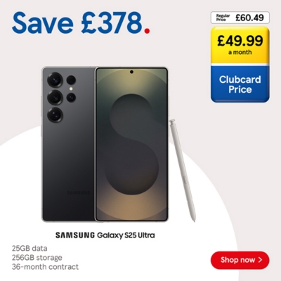 Save £378 on the Samsung S25 Ultra 5G with Clubcard Prices.