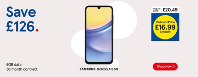 Save £126 on the Samsung Galaxy A15 with Clubcard Prices