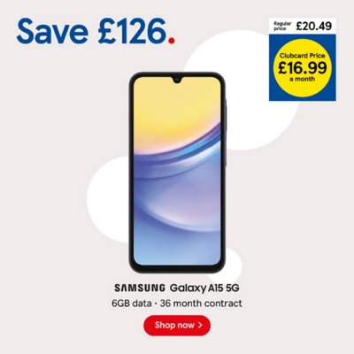 Save £126 on Samsung Galaxy A15 5G with Clubcard Prices 
