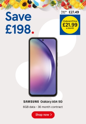 Save £198 on Samsung Galaxy A54 with clubcard prices