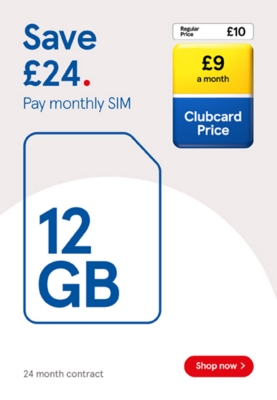 Save £24 on our 12GB SIM only contract with Clubcard prices