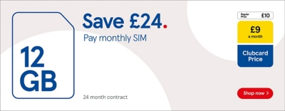 Save £24 on our 12GB SIM only contract with Clubcard prices