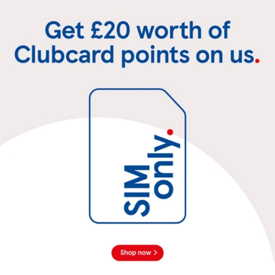 Get £20 worth of Clubcard points on us on SIM only contract