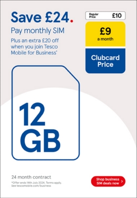 Save £24 on SIM only contract with Clubcard Prices