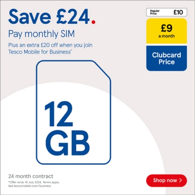 Save £24 on 12GB SIM Only deal with Clubcard prices