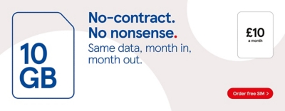 Get 10GB for £10 on our no contract sim