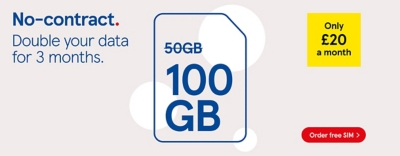 No-contract SIM, Get 100GB triple data for £20 a month
