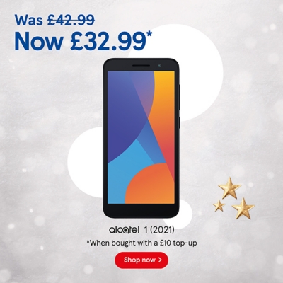 Buy Pay as you go Alcatel 1 2021 for £32.99 when bought with to £10 top up