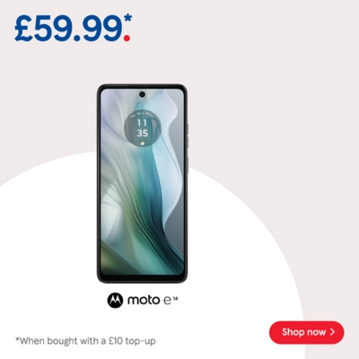 Buy Pay as you go Moto e14 for £59.99 when bought with to £10 top up