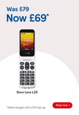 Buy Pay as you go Doro Leva L20 £69 when bought with to £10 top up