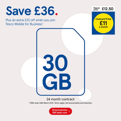 Save £36 on 30GB SIM Only deal with Clubcard prices