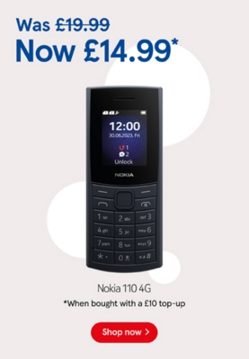 Buy Pay as you go Nokia 110 4G at £14.99 when bought with to £10 top up