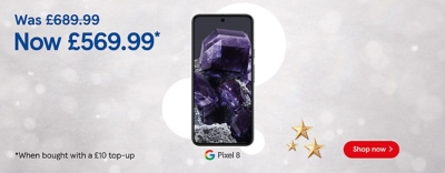 Get the Google Pixel 8 for £569.99 when bought with top up