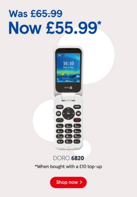 Buy Pay as you go Doro 6820 at £55.99 when bought with to £10 top up