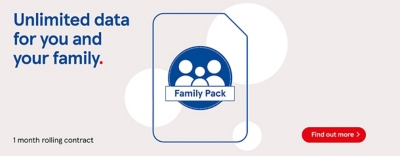 Unlimited data with family pack SIM, find out more.