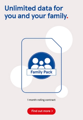 Unlimited data with family pack SIM, find out more