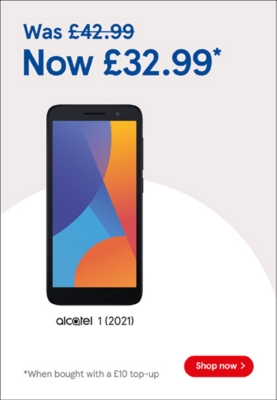 Buy Pay as you go Alcatel 1 2021 for £32.99 when bought with to £10 top up