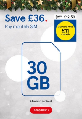 Pay Monthly SIMO £11 Clubcard price