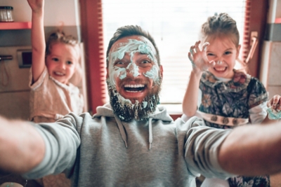Dad with kids selfie