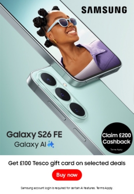 Get the new Samsung Galaxy S26 FE with £200 cashback on Clubcard Prices and also get a £100 Tesco gift card.