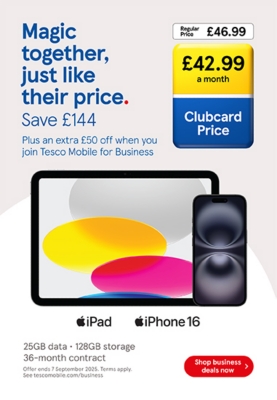 iPhone 16 with Apple iPad (A16) with Clubcard prices for your business